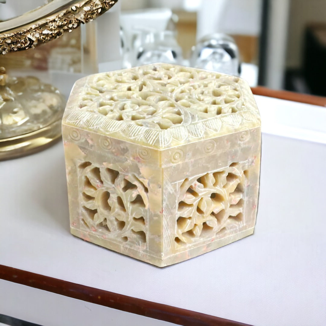 Artisanal Soapstone Jewelry Box