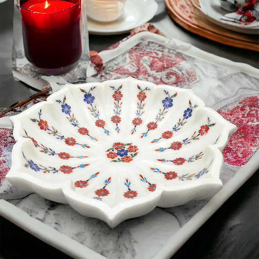 Hand Crafted Inlay Art Bowl / Lotus
