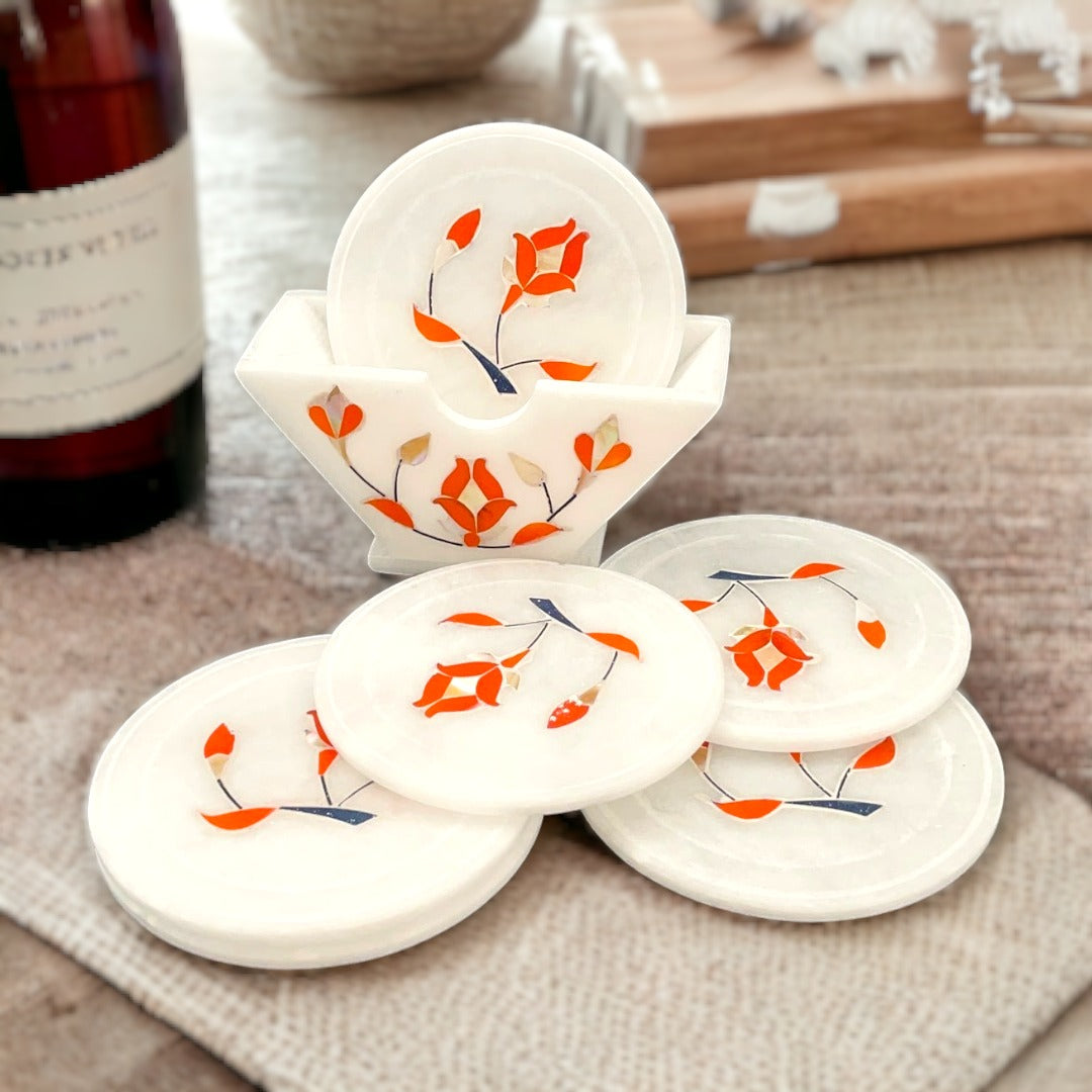 Marble Inlay Coasters Set of 6