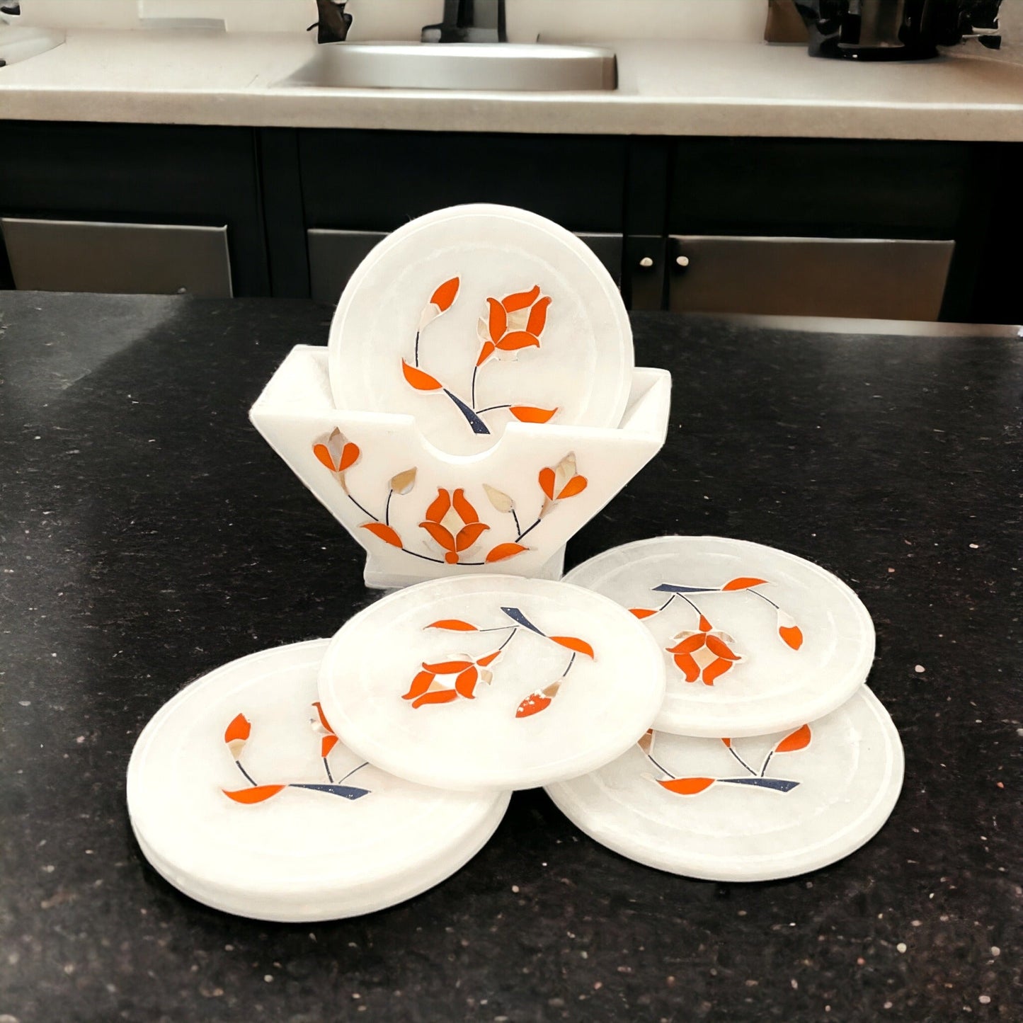 Marble Inlay Coasters Set of 6