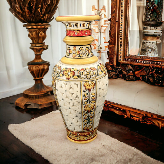 Meenakari Art Vase With Jali Work