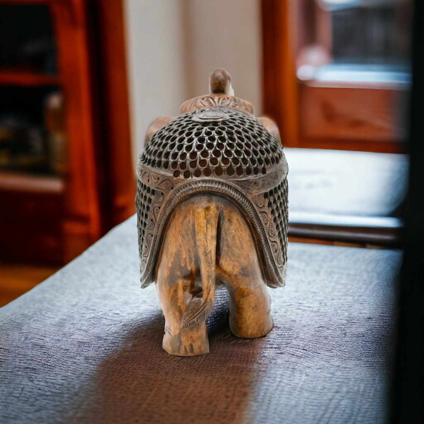Handmade Wooden Elephant Statue With Undercut Art Of Jaipur 9 Inch