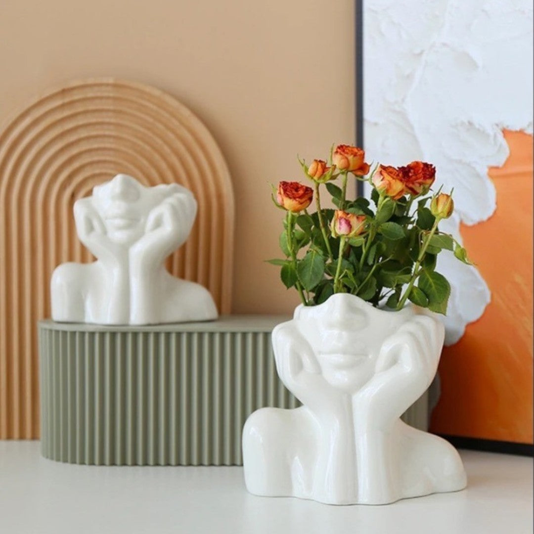 Ceramic Female Face Vase