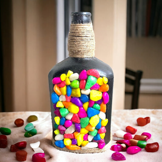 Bottle Planter with Marbles