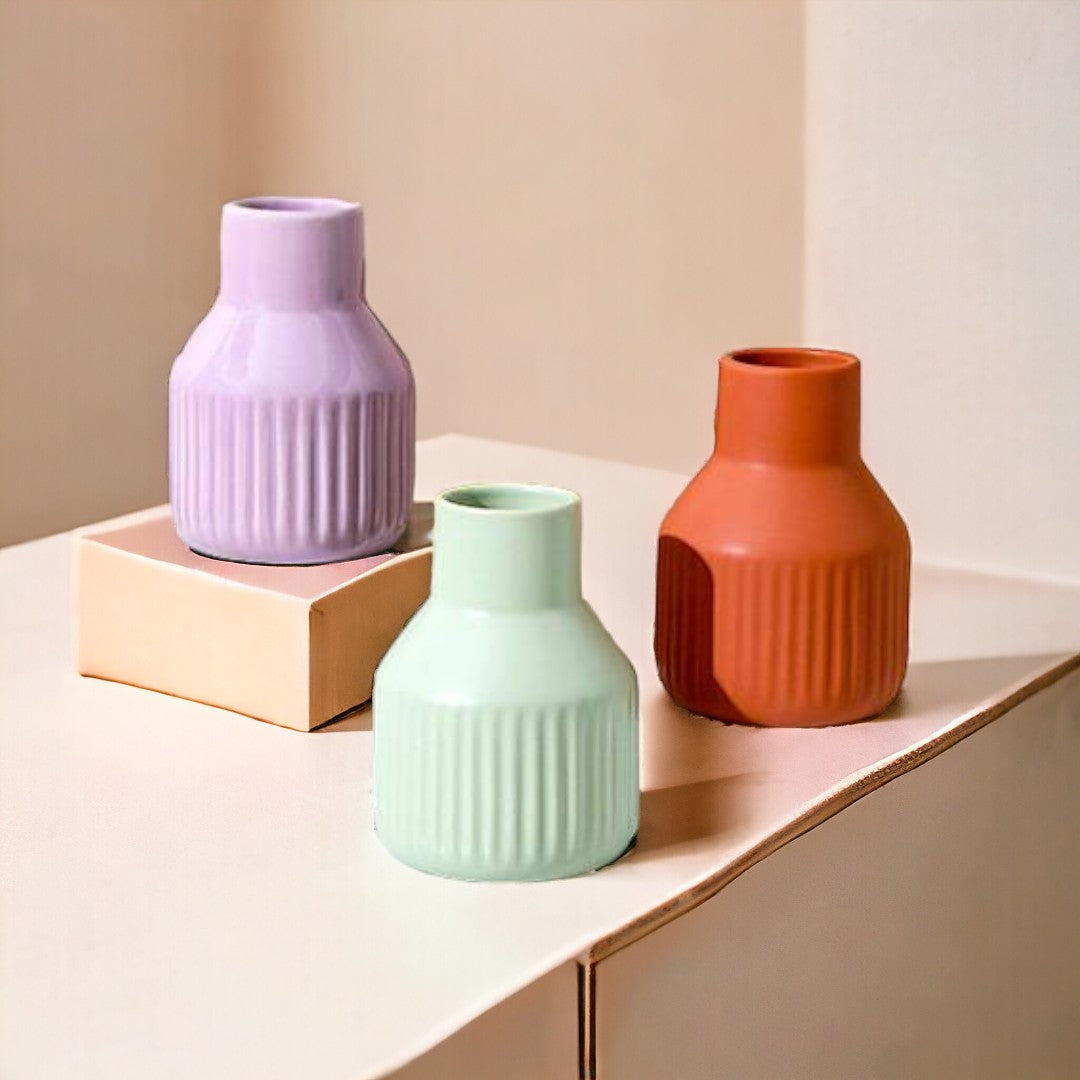Chromatic Ceramic Flower Vase with Spherical Neck